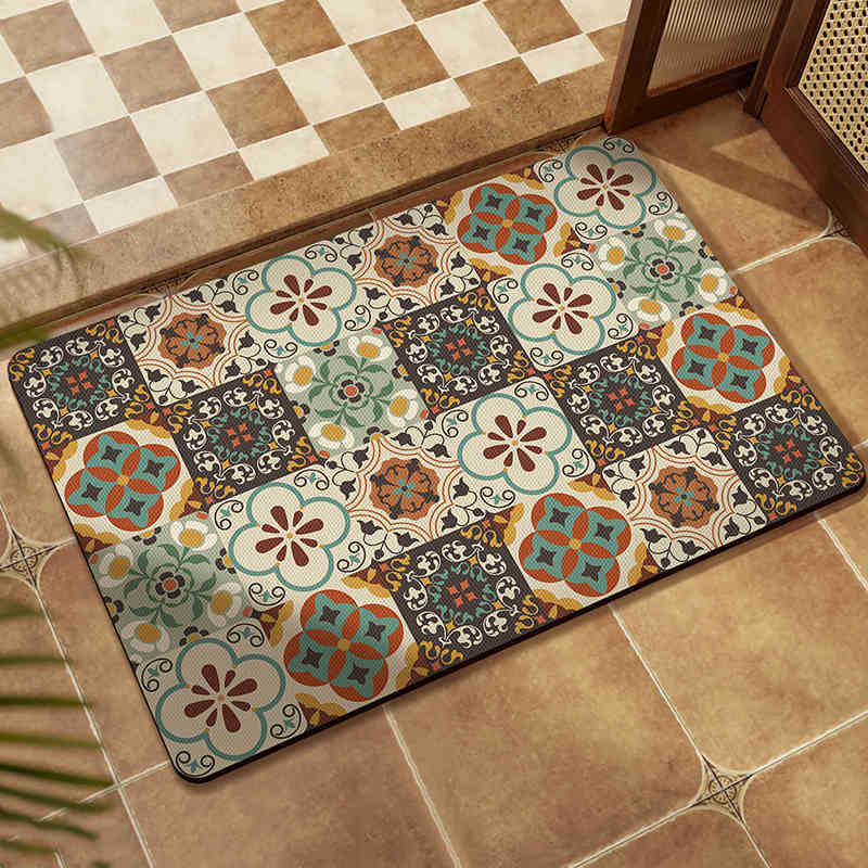 European Classical Diatom Mud Floor Mat Household Non-Slip And Dirt-Resistant Foot Mat Bathroom Door Water Absorption Easy To Take Care Of Floor Mat