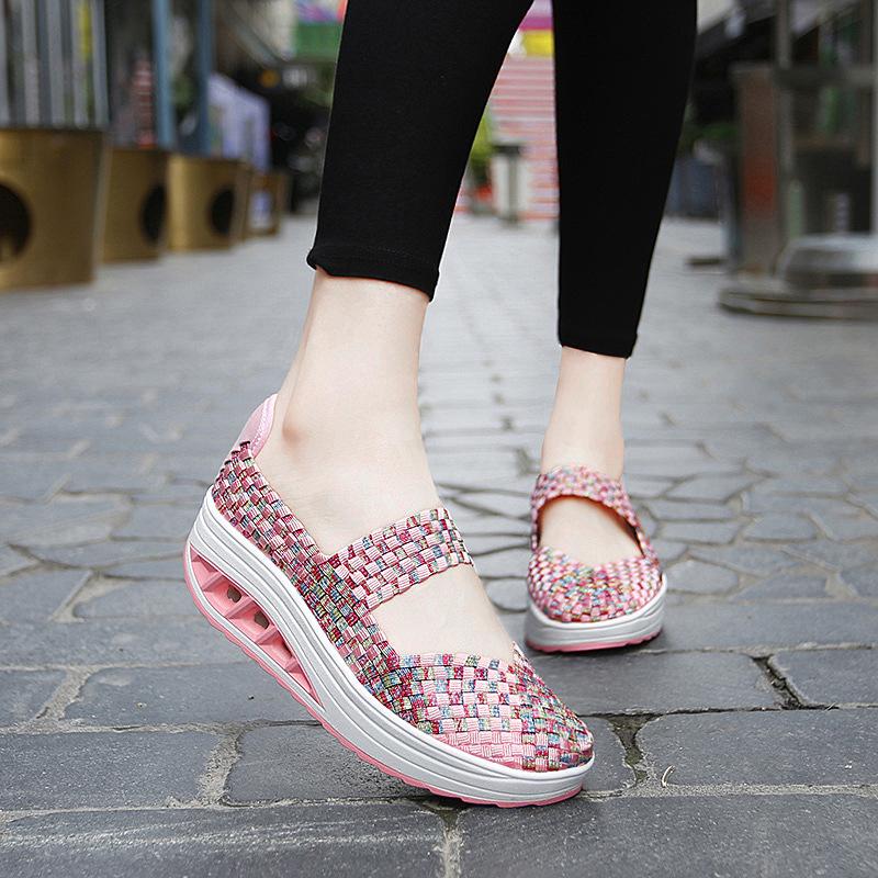 

Новая популярная женская обувь больших размеров повседневная плетеная вручную обувь на толстой подошве дышащие одинарные туфли закрытые туфли обувь для путешествий 35 розовый