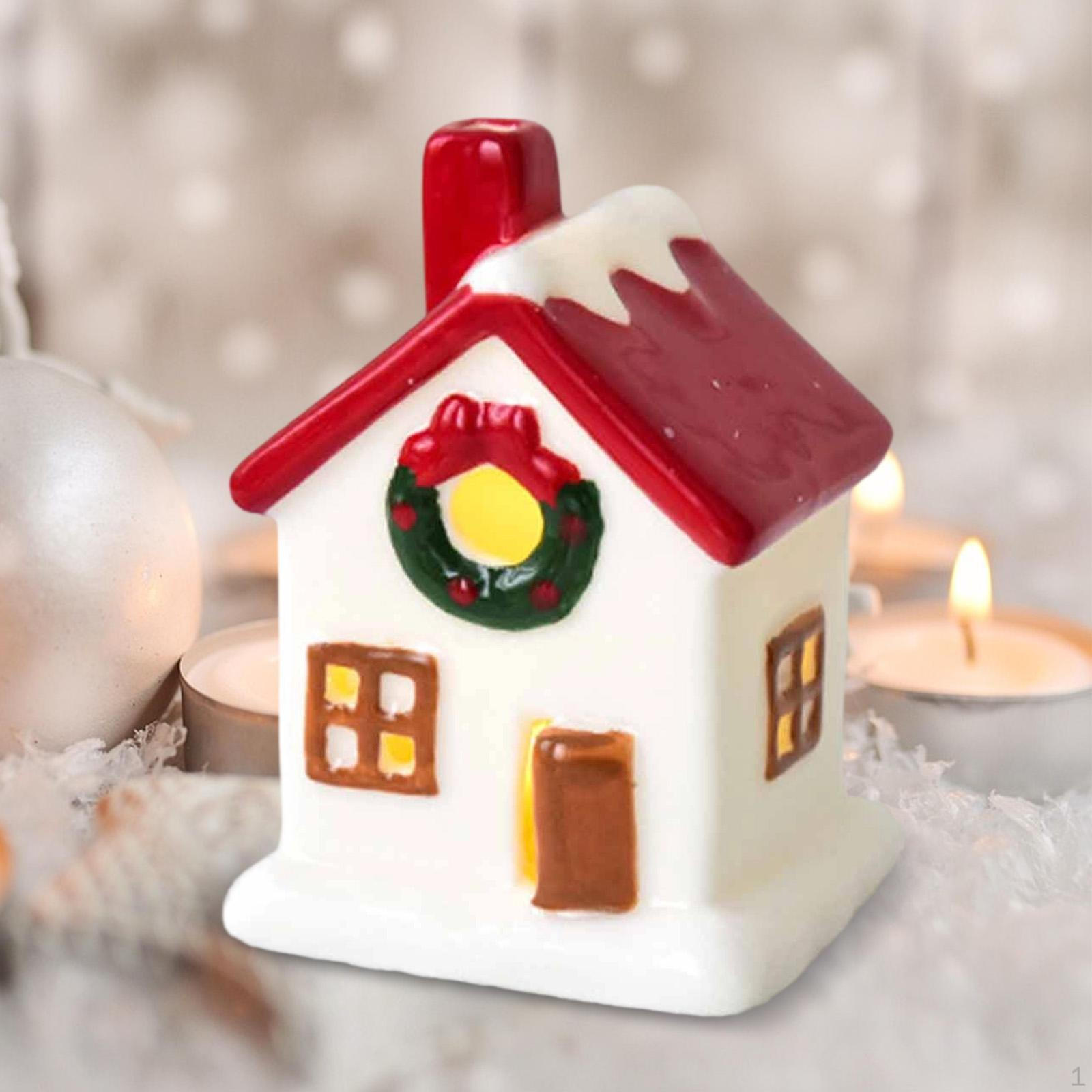 

Керамический Рождественский Домик Деревни Здание Домашний Декор Фигурка Подсветка для Зимы Style A
