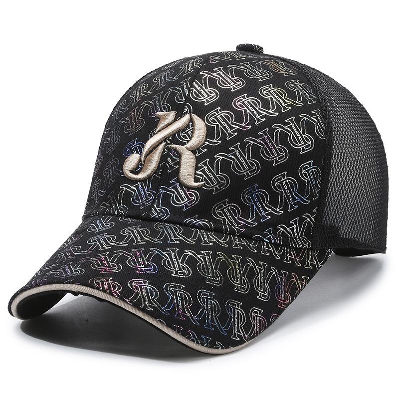 

Embroidered R Letter Baseball Hat Stylish Sun Protection Peaked Cap Fashion Gift Black Gold