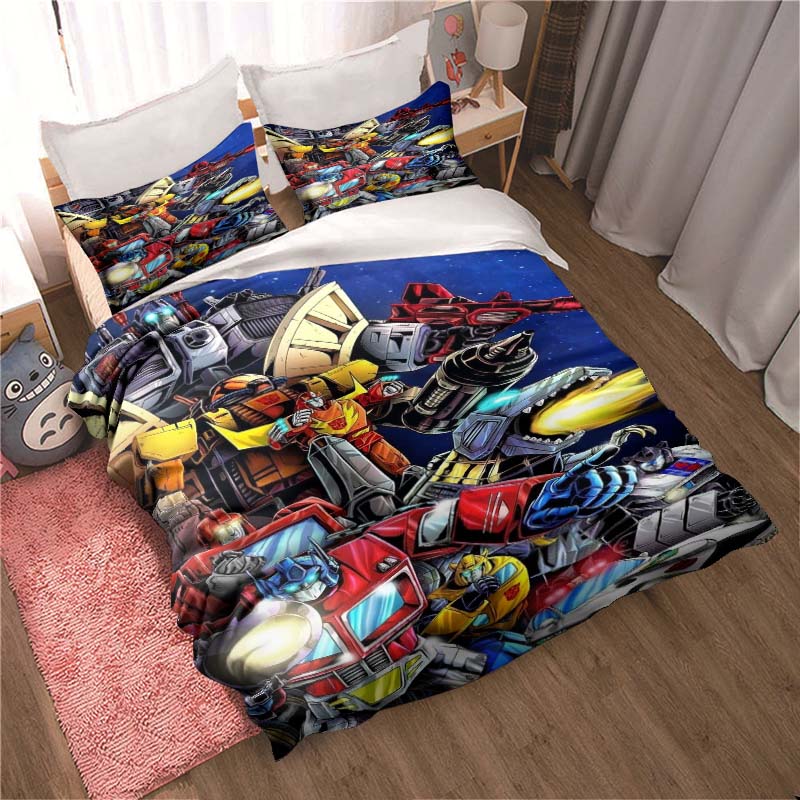 "3D Mobile Suit Gundam" anime-themed comfortable bedding set, including duvet cover, pillowcases, and children's set.