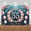 Sfondo per 55° Compleanno Forniture Palloncini Nero Oro 55 Anni Sfondo Decorazione Festa Scintillante Oggetti di Scena per Servizio Fotografico