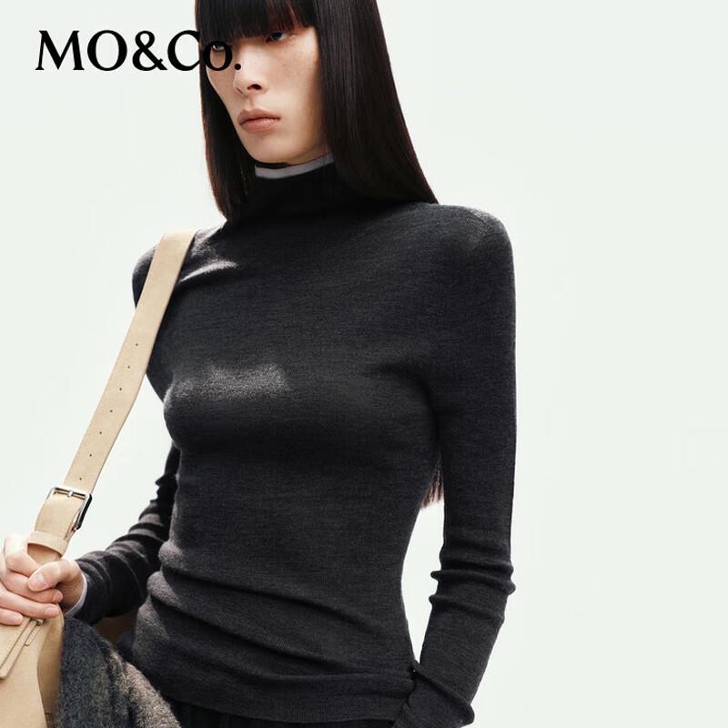 MO&Co. Women's Wool Turtleneck Slim-Fit Pullover