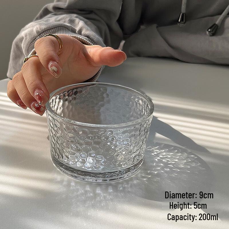 

ZISIZ Ins Style Round Hammered Glass Serving Bowl