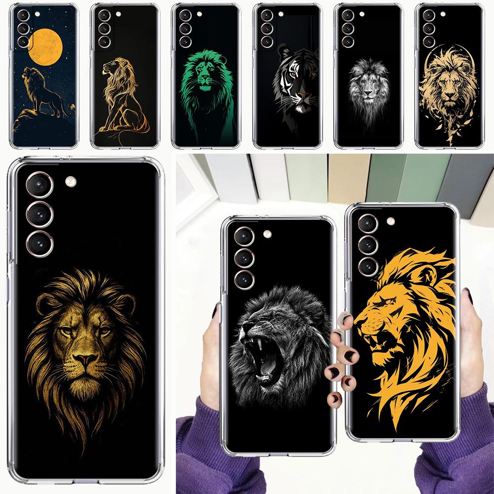 Phone Case For Samsung Galaxy S26 S25 S24 S23 S22 Ultra S20 S21 FE 5G Plus Soft Clear Cover Concise Lion Pattern