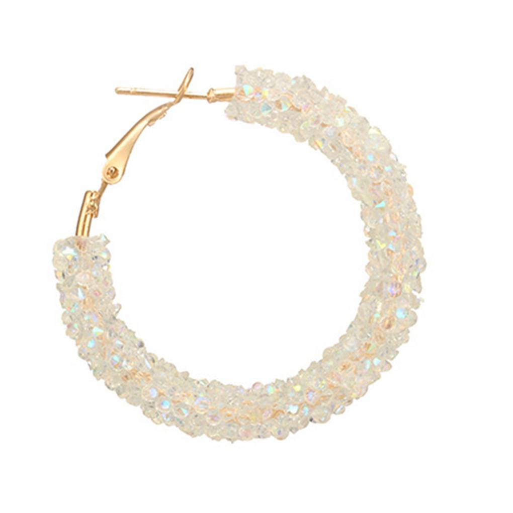Rhinestone Large Circle Design Women Girls Earrings Ear Studs Plating Alloy Earrings Jewerly Gifts