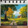 2D Fall Meadow Cottage Backdrop Oil Painting Nature Scenery Photography Background