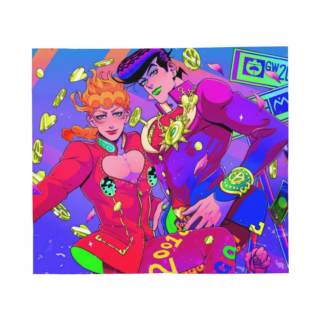 Jojo Anime Blankets Fleece Spring Autumn  Portable Super Warm Throw Blankets for Bed Car Rug Piece