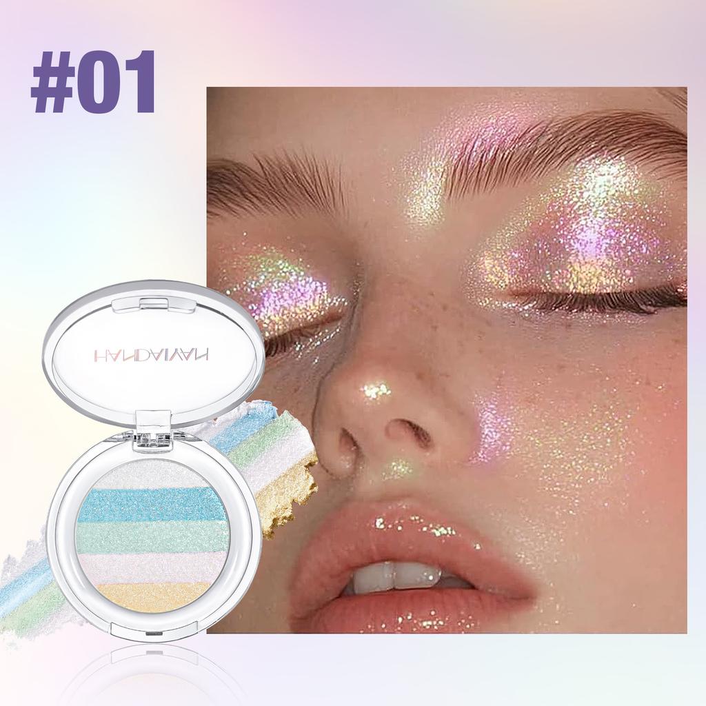 High Pigment Diamond Five Colors Glitter Shimmer Eye Shadow Long Lasting Waterproof Press Powder Single Color Chameleon Eyeshadow