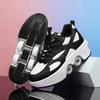 2025 new runaway shoes student roller skates men's and women's skates can shrink with one click adult four-wheel flying pulley