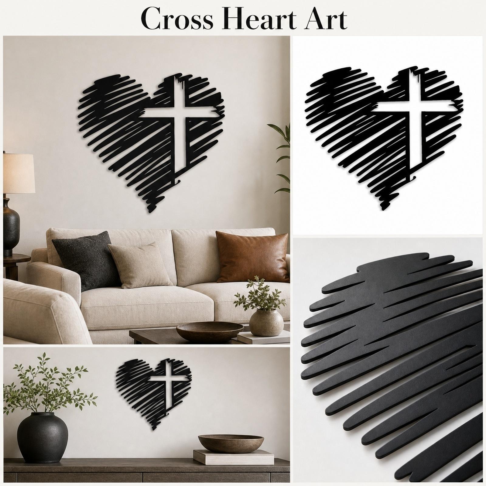 Metal Wall Art Cross Craft Home Decoration Hanging Wall Sculpture Palm Art Silhouette Religious Wall Decor for Living Room Bedroom one size чёрный