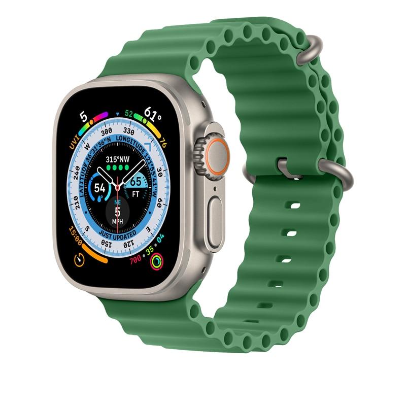 Silikonový řemínek YurKem Ocean pro Apple Watch 49 mm, 45 mm, 44 mm, 40 mm, 41 mm, 42 mm, 38 mm, pro iWatch Ultra řady 8, 7, 6, 5, 4, 3, SE
