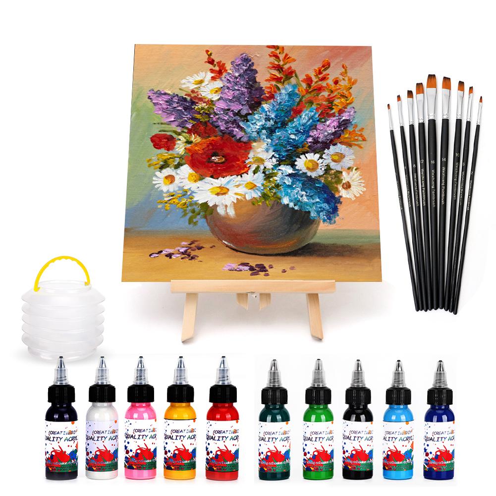10 Colors Acrylic Pigment Frame Bracket Pen Kit Art Painting Set Accessories Supplies