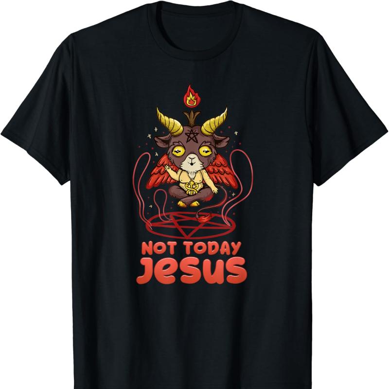 

Not Today Jesus I Cute Satanic Anime Baphomet Hipster Street Fashion Adult T-Shirt Crewneck Men Cartoons Graphic Tshirts - M... 5XL різнокольоровий