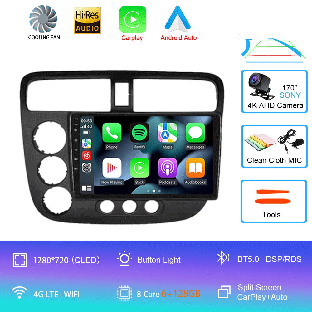 Car Radio Android 14 Carplay Auto Multimedia Player For Honda Civic 7 2000-2006 Navigation Autoradio GPS Stereo 2din Head Unit