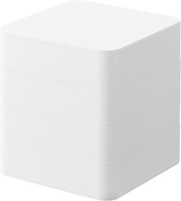 Yamazaki Ablageschale 4 Etagen Quadratisch Weiß B9 x T9 x H10cm Tower mit Deckel Schmuckkästchen Schmuckaufbewahrung 1753