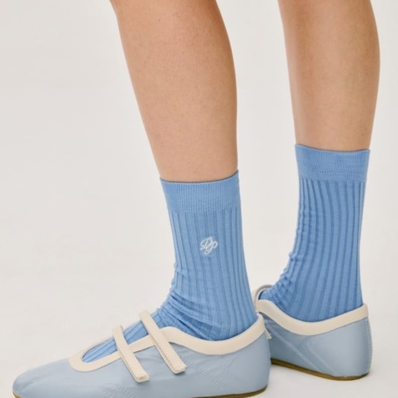 

DEPOUND mercerized cotton logo socks - blue blue