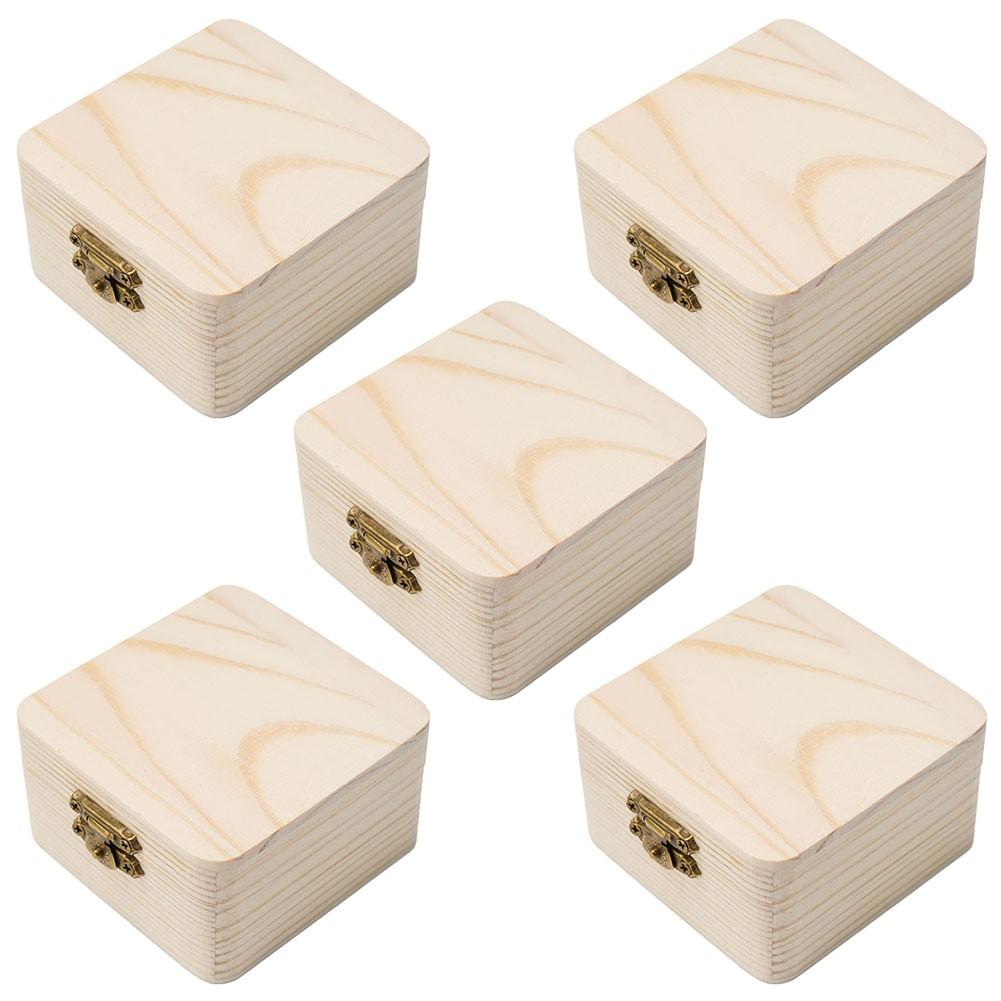 Functional Flip Top Wooden Boxes 5PCS Great for Storing Small Treasures
