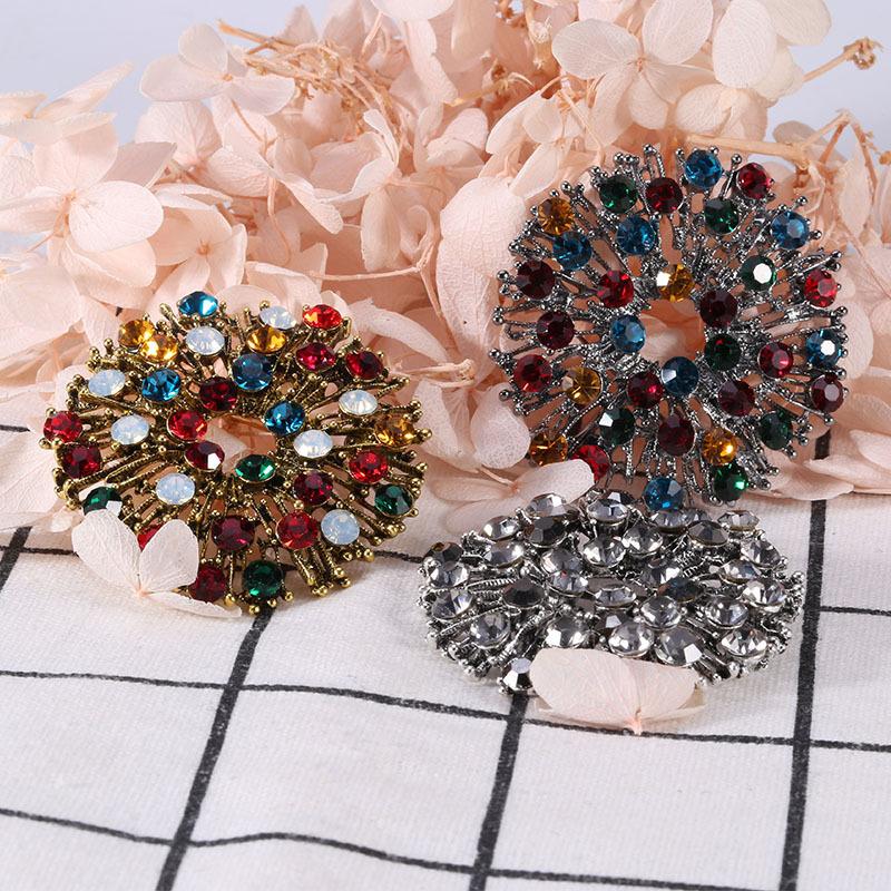 Retro Stil Legering Droppande Olja, Färgstark Diamant Brosch, Mångsidig Akryl Klädsel Korsage Stor Nål