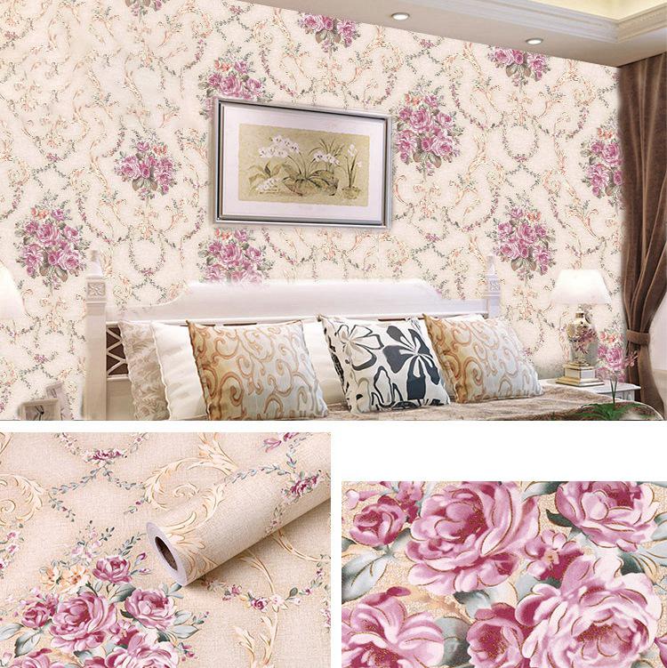 10m/20m PVC Thickened European Vintage Flower Printed Background Self-adhesive Wallpaper Renovation Stickers Hotel Home Decor