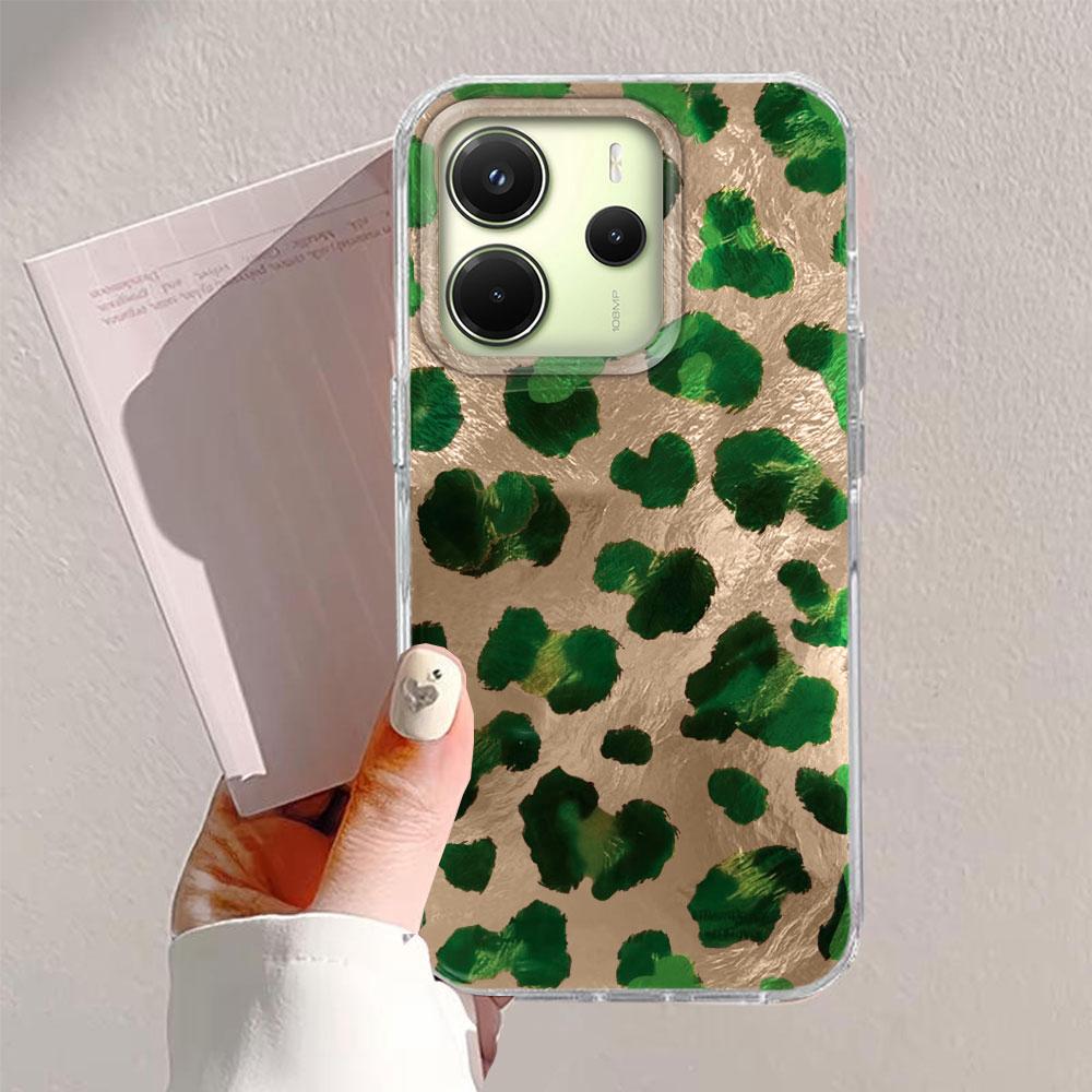 Pink Green Leopard Print Women Phone Case for Xiaomi Redmi Note 14 13 12 11 11S 10 10S 8 9 Pro 15C 9C 13C 14C A3 A3X 9C A1 Cover