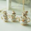 European Style Tea Cup Chipmunk Jewelry Set Handmade Resin Pendant Earrings Necklace for Women