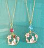 [Cat and Flower Necklace] Pair Necklaces, Blue and Red, Matching Cat and Flower Design, Gold, Women's and Men's, Different Colors, Set of 2