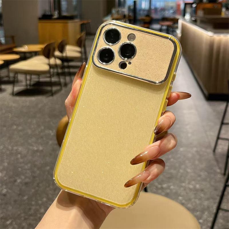 Three-in-One Glitter Phone Case for iPhone 17pro, 16pro, 15pro, 14pro – Solid Color with Large Window