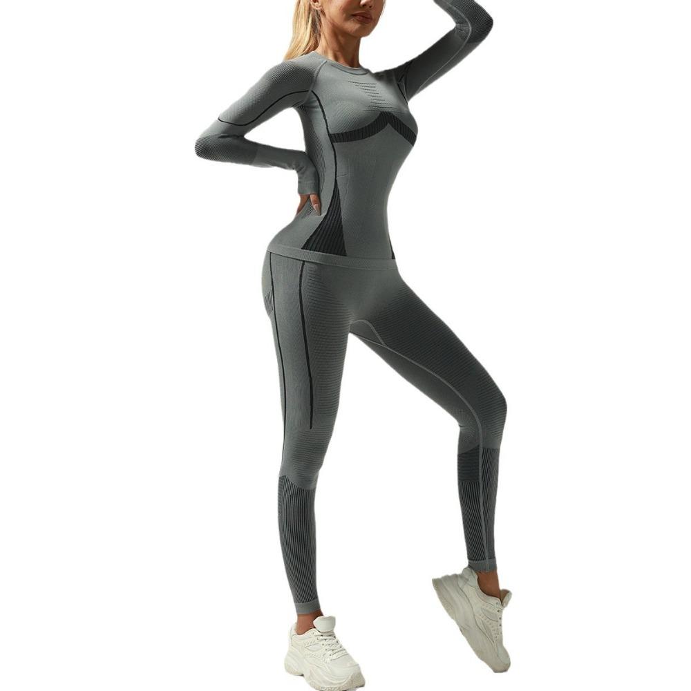 Ski Training Seamless Base Layer Set Autumn-Winter Warm Moisture-Wicking Quick-Dry Fitness Wear Simple Basic Style