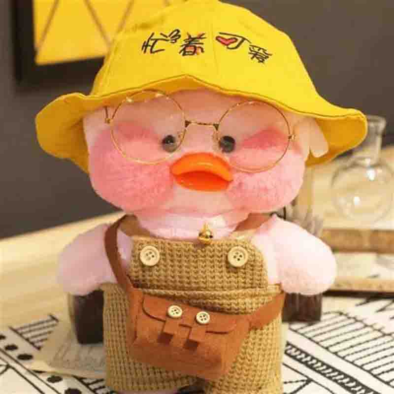 30cm Cartoon Cute Cafe Duck Plush Toy Stuffed Soft Plush Duck Doll Animal Pillow Birthday Gift for Kids Children