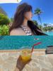 Striped Two-Piece Swimsuit with Sexy Cut-Out: Chic and Slimming Vacation Style for Women