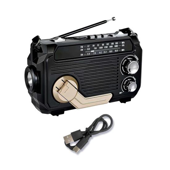 Solar Hand Crank Emergency Radio Rechargeable Waterproof Bluetooth-compatible Speaker AM/FM Solar Powered Radio