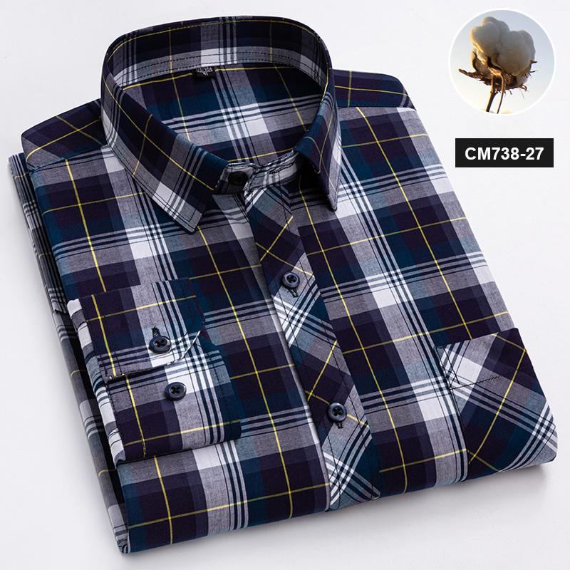 Neu im Hemd 100% Baumwolle Langarmhemden für Herren dünn slim fit formell einfarbiges Hemd karierte Designer-Oberteile Büro elegante Kleidung