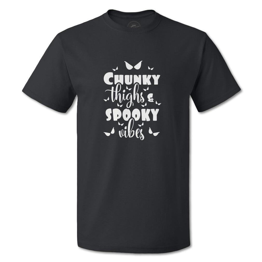 Funny Graphic T Shirts Halloween Chunky Thighs Spooky Vibes Cotton Casper Top XXL
