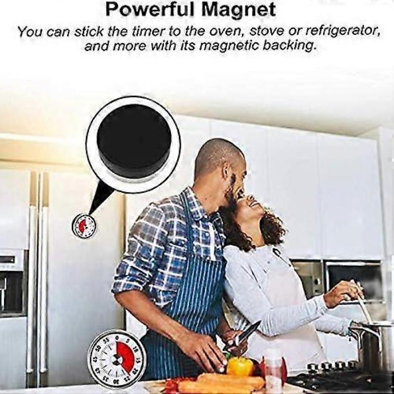 Magnetic Mechanical Kitchen Timer -Countdown Timer 60 Minute Visual Time Management Tool Baking Cooking Steaming