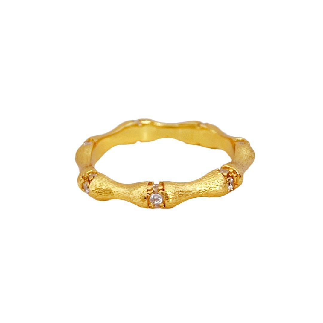 

New Chinese Style Antique Style Retro Brushed Bamboo Ring Light Luxury Advanced Brushed Craft Forged Ring 2026 no. 6 золотой