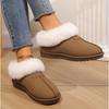 Fashion Snow Boots for Women 2025 Winter New Cashmere Warm Thick Soles Without Heel-covered Hair Half Slipper Cotton Boots for Woman