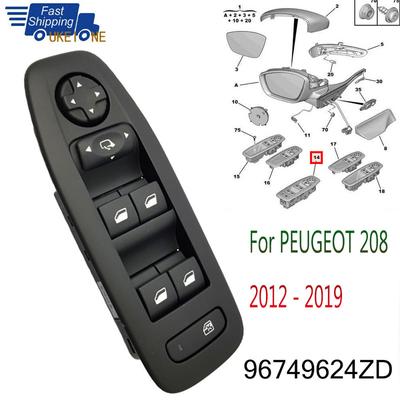 96749624ZD Front Left Driver Side Electric Power Window Switch Lifter Control Button Parts for PEUGEOT 208 2008 Car Accessories