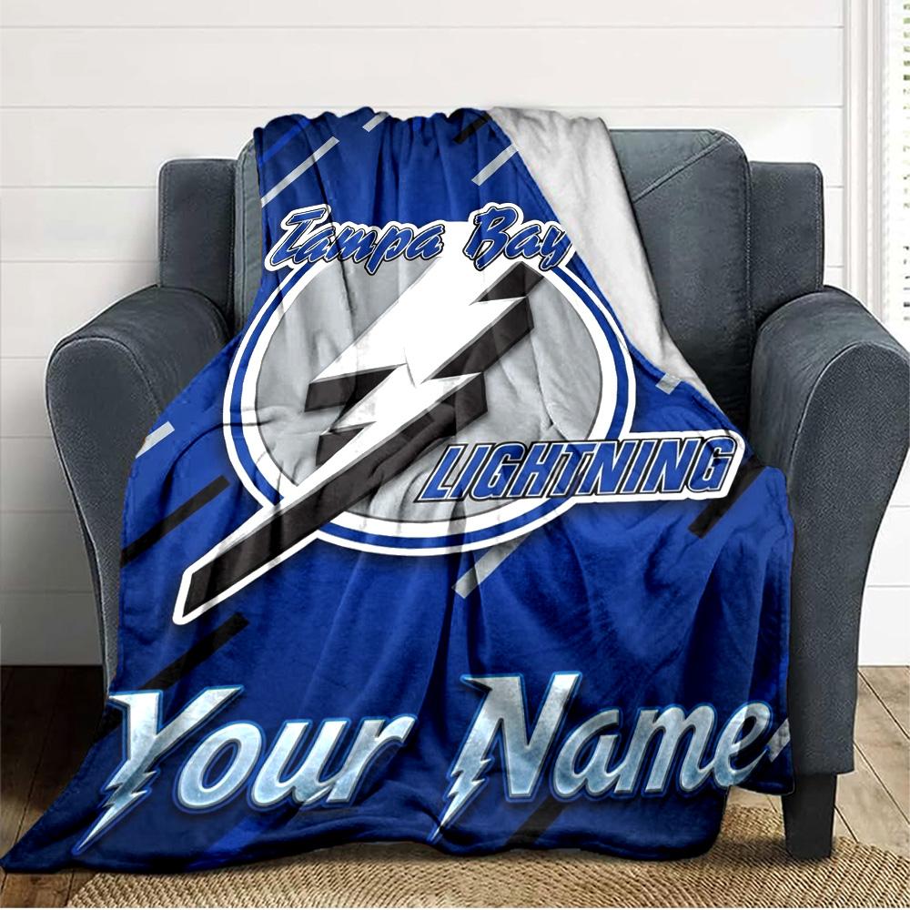 Name Custom Tampa Bay Lightning Print Flannel Blanket High Quality Warm Comfortable Cover for All Seasons Perfect for Gifts Home Decor