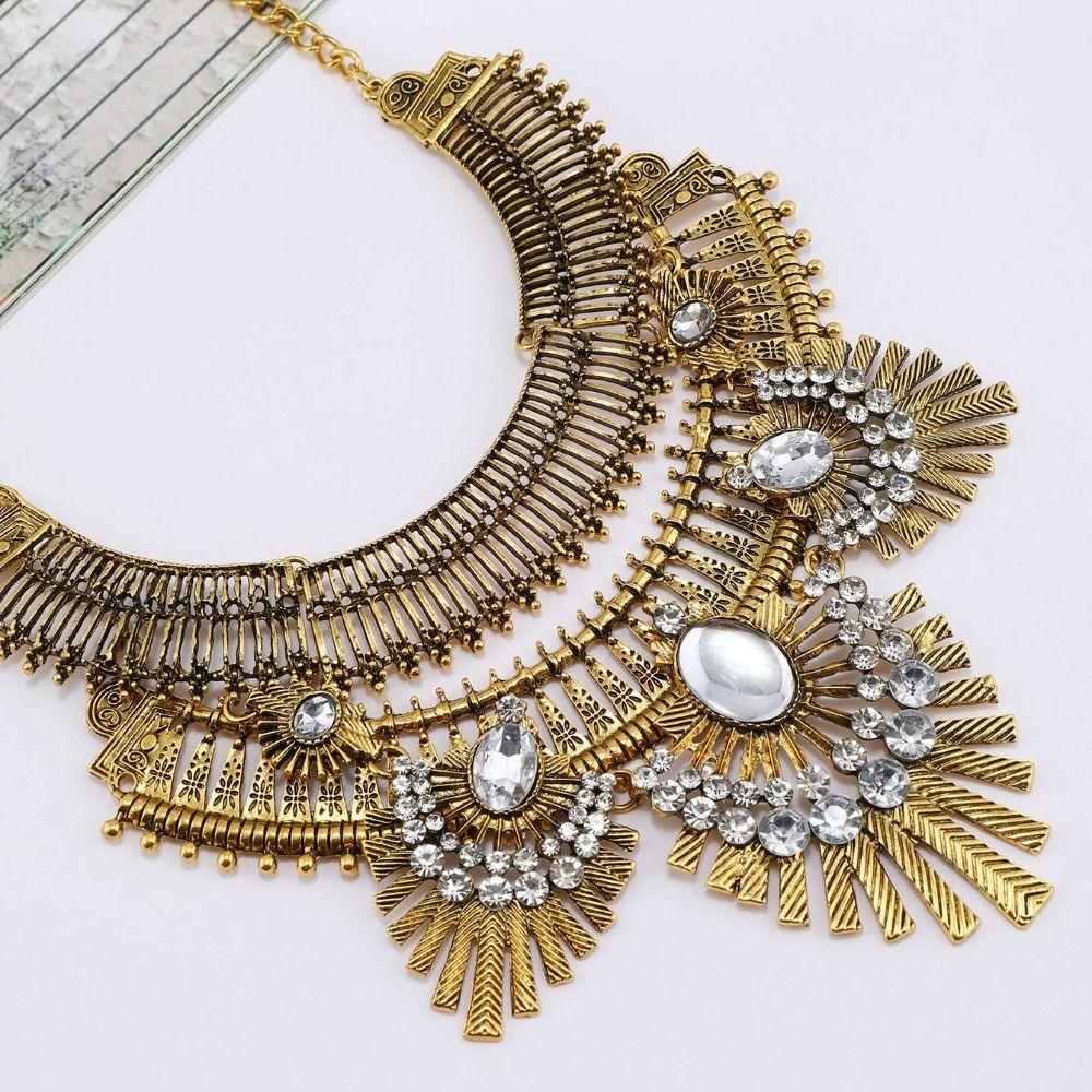 Exquisite Rhinestone Exaggerated Necklace Tassel Bohemian Style Necklace  Festival