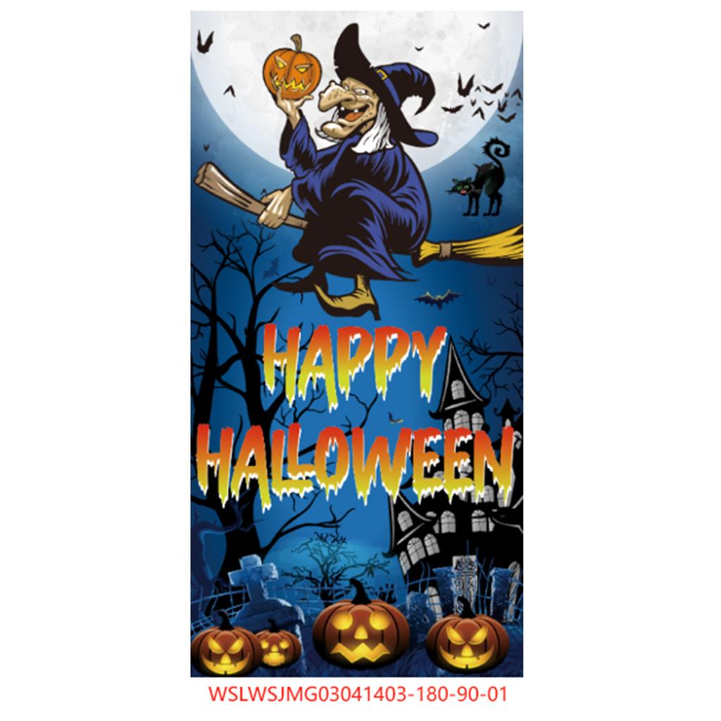Halloween Horror Decoration Background Cloth, Haunted House Family Arrangement, Outdoor Door Curtain Hanging Cloth Vertical Poster