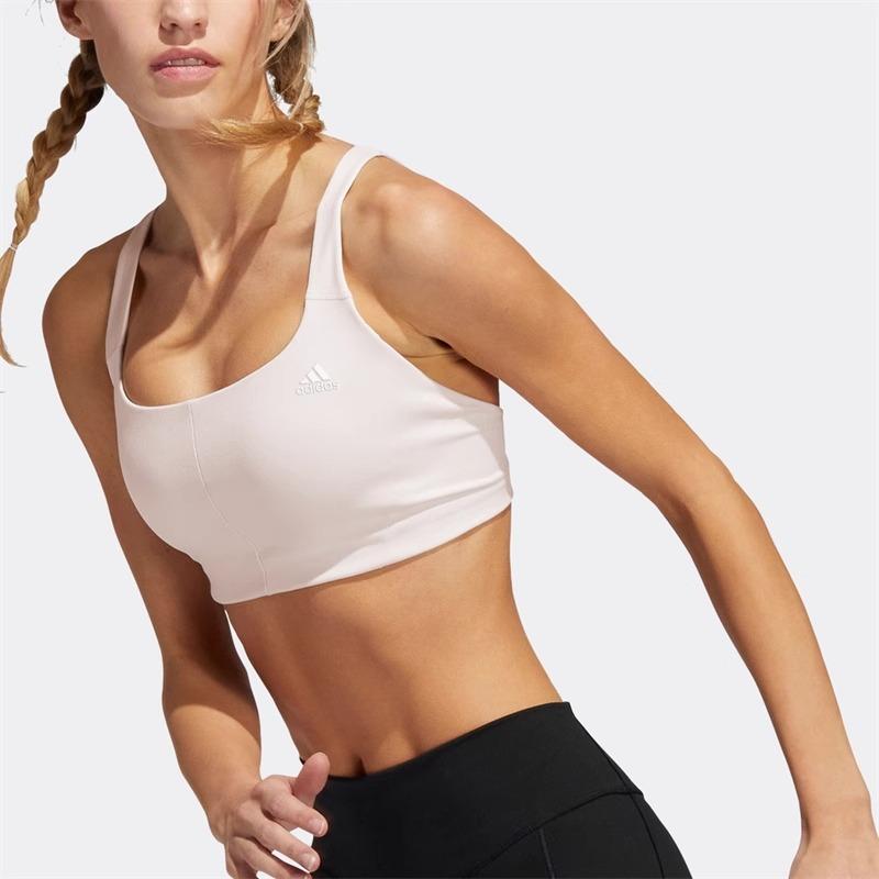 Adidas Simple Solid Color Cross Strap Sports Bra Women Underwear White HC7915