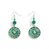 Ingemark Ethnische Runde Glas Anhänger Ohrringe Damen Vintage Temperament Metall Durchstochene Ohr Accessoires Party Bankett Schmuck Geschenk