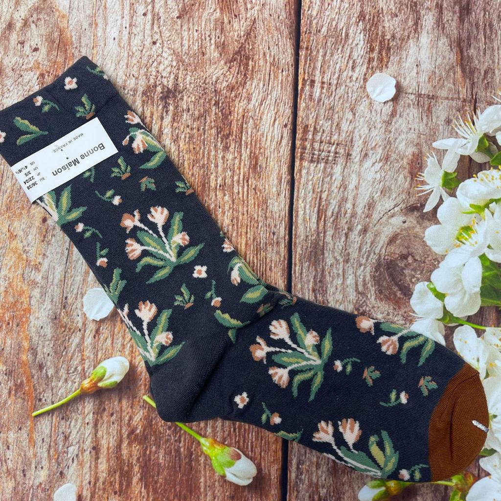 Bonne Maison: Retro-Ölgemälde-Socken für Damen, mittelhoch, luxuriös, französisch, bis zur Wade