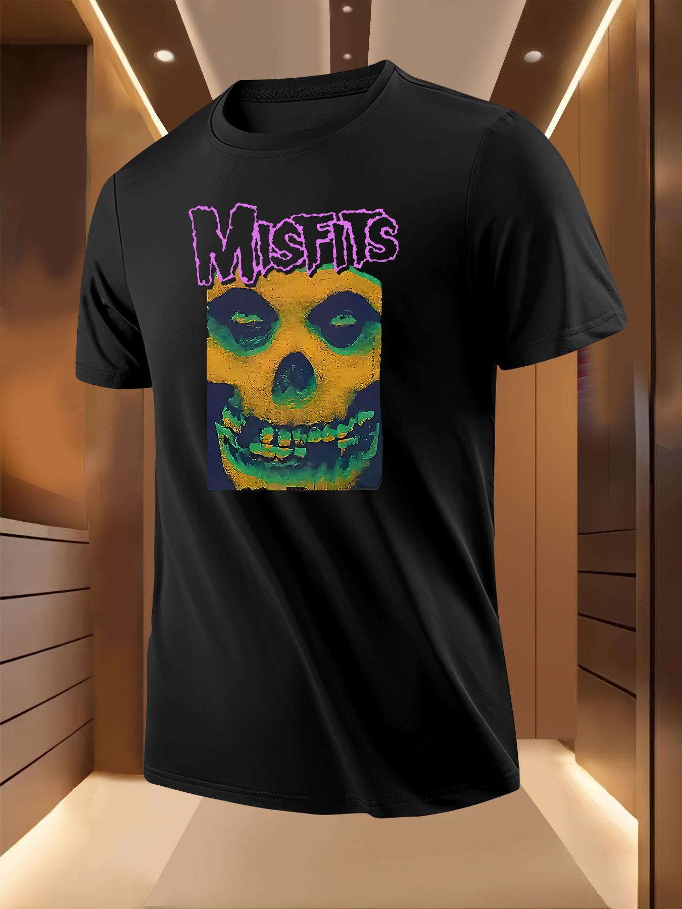 Skull Print Short-Sleeve Round Neck Tshirt XXL