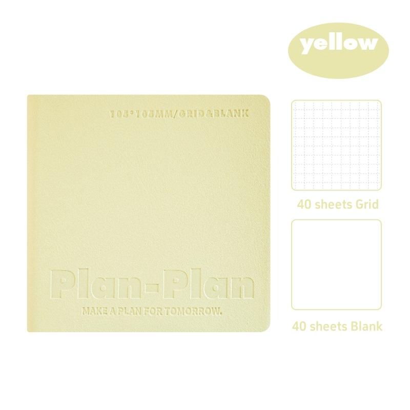 Cube Notebook Plan Book Portable Size Mild Color Soft PU Cover Grid & Blank Page 80 Sheets Diary Memo Office School