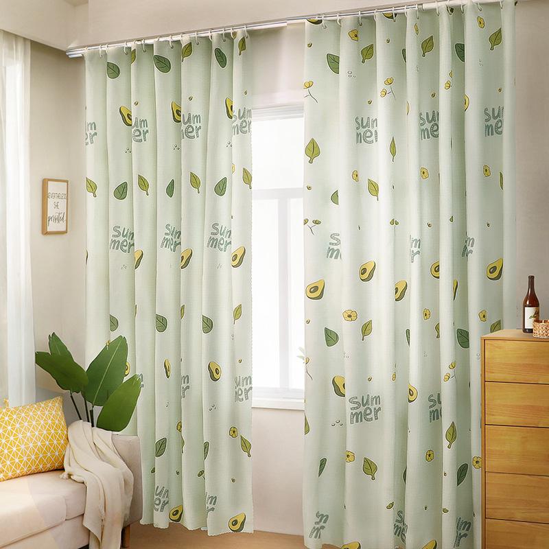 No Punching Living Room Half Blackout Curtains Simple Dark Cute Small Fresh Pastoral Room