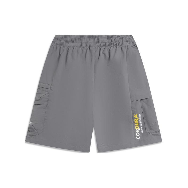 Li Ning CF Series Letter Print Straight Leg Elastic Waist Casual Shorts Men Shorts Gray AKSU645-2