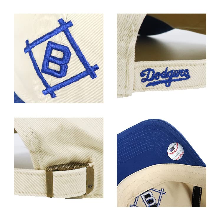 47 Seven Dodgers Clean Up Replica Logo Cooperstown Low Brooklyn Natural and Free [Forty Brand] Cap, MLB, Dodgers, Two-Tone, Royal, Size,