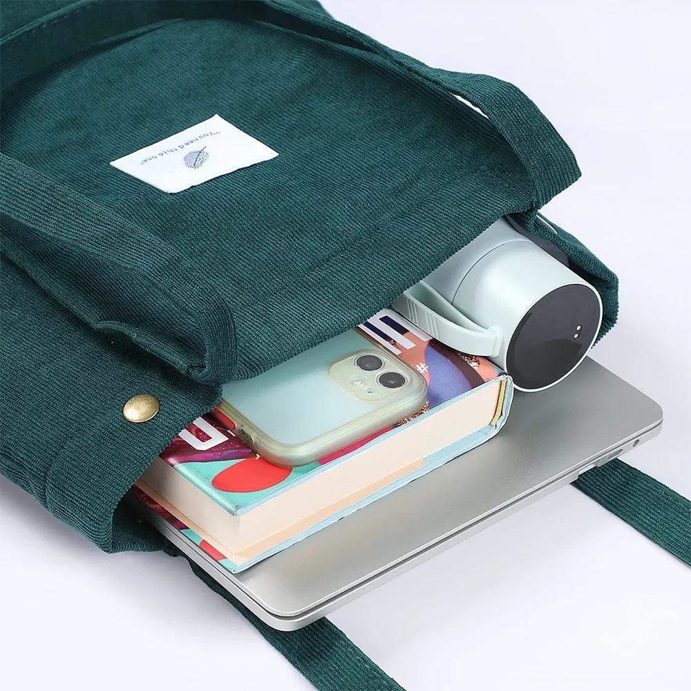 Women Corduroy Shopping Bag Girl Canvas Cloth Shoulder Bag Environmental Storage Handbag Reusable Foldable Eco Grocery Totes